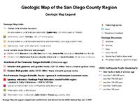 Map legend with symbols for the geology map of San Diego County
