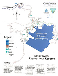 A color version of the Elfin Forest Recreational Reserve trail map.