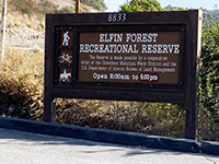 Entrance sign to the Elfin Forest Recreational Reserve on Harmony Grove Road