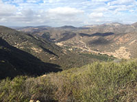 View of the San Elijo Gorge with the Way Up Trail as seen from the Del Dios Trail