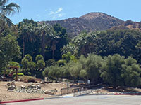 Glen Ivy Hotspring (Resort) with mountain front of the Santa Ana Mountains. 