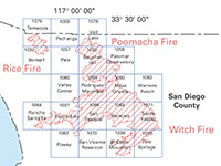 Index map that shows the extent of the Witch Fire 2007