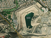 Satellite view of the massive potland cement grade aggregate mine in the Temescal Valley next to the Glen Ivy Hot Springs Resort.