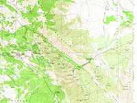 Portion of the Julian 1:24,000 topographic map that shows more detail of landscape features in the Julian and Cuyamaca and Volcan Mountains area.