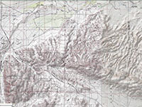USGS topographic map of the study area shoing both shaded relief and topographic contours with elevation.