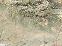 USGS satellite map showing location of mapped Quaternary and recent faults shown on previous map.