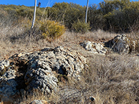 Pillow-like basalt outcrops along the Spur Trail.