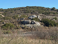 Large granite outcrops near the Bernardo Bay Trails split.