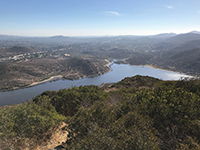 View looking south from Bernardo Peak toward Bernardo Bay and the Piedras Pintadas uplands and Interstate 15.