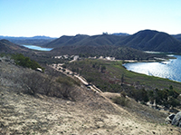 View from the Felicita Highlands Trail of the Visitor Center Bay and the gap area.