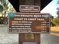 Coast to Crest Trail mileage sign in Del Dios Community Park