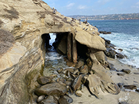 A small sea cave (or arch) on the west side of La Jolla Cove.