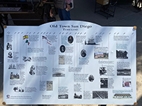 A timeline display summarizing the history of Old Town in the San Diego area.
