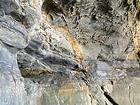 A small fault exposed in the wall of Sunny Jim's Sea Cave.