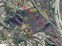 Satellite map showing the location of fault lines in the Mount Soledad area.