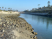 View looking north along the Escondido Creek tidal section the links the lagoon to the ocean.