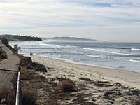 View looking south from Stop 1 toward the Cardiff Reef area. The La Jolla higlands are in the distance.