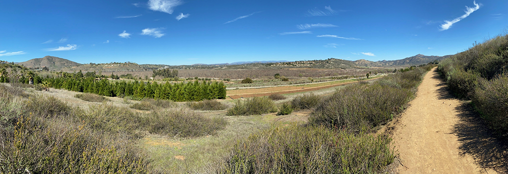 Panoramic view of the San Pasqual Valley from along the Highland Valley Trail.