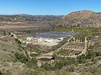 View looking down at the Aqua 2000 research plant in San Pasqual Valley.