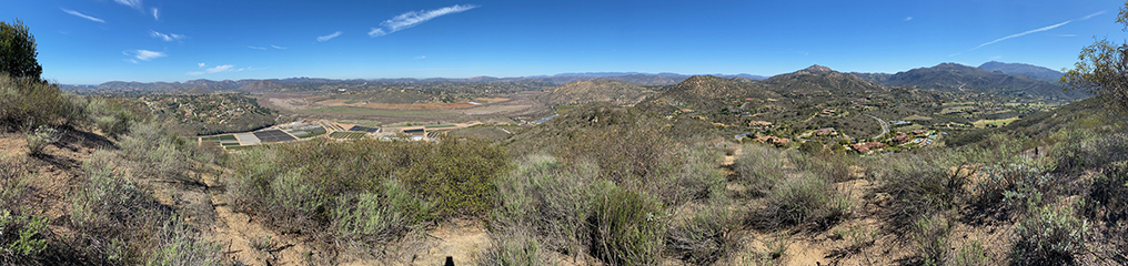 Panoramic view from the top of the water tank mountain near the Old Coach Trail.