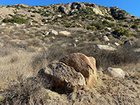 Weathered boulders along the Raptor Ridge Trail