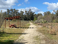 A picnic table along the San Pasqual Valley Trail near the eastern trailhead.