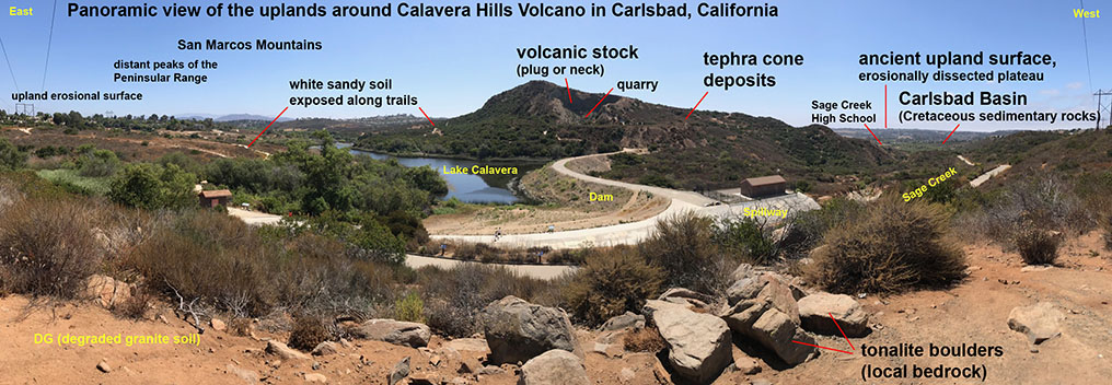 Panoramic view of the Calavera Hills volcano as seen from the park trailhead.