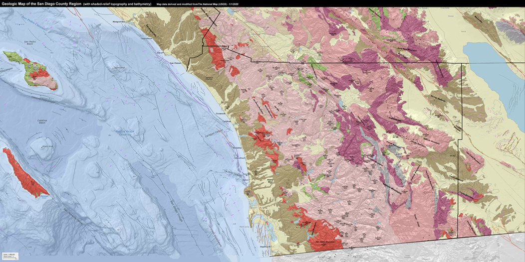 Geologic Map of the San Diego County region of California.