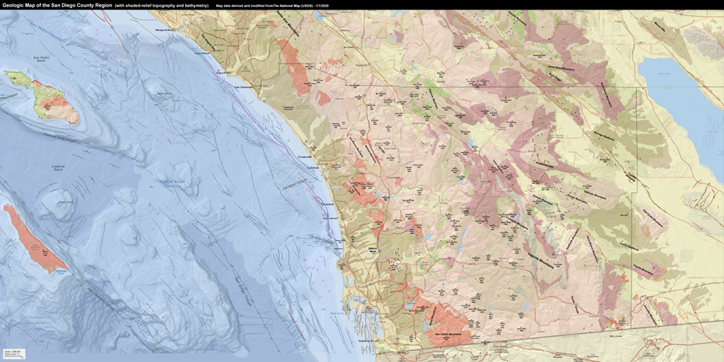 Geologic Map of the San Diego County region of California.