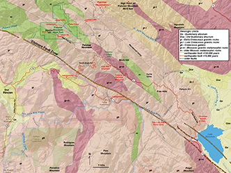 Geologic map of the Palomar Mountain area.