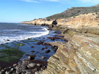 Sea cliff near tide pools area