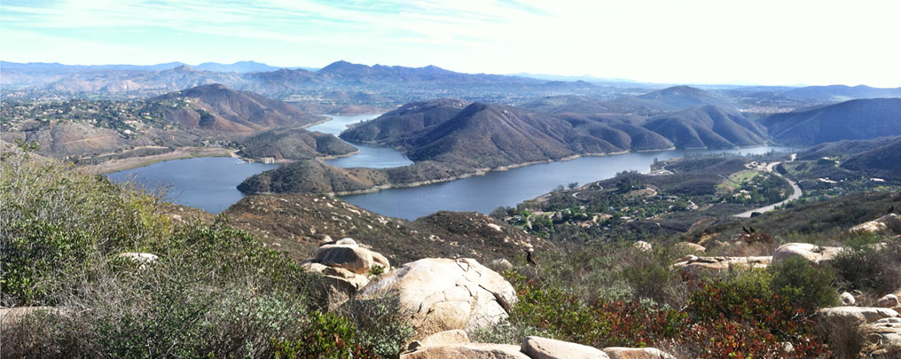 Panoramic View of Lake Hodges from Lake Hodges Overlook in the Elfin Forest Recreational Reserve.