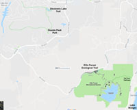Map showing location of Double Peak Park and Elfin Forest Recreational Reserve.