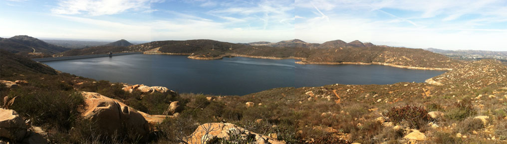 Panoramic view of Olivenhain Reservoir.
