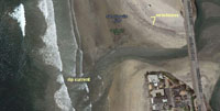 Areal view of the tidal delta at Del Mar Dog Beach