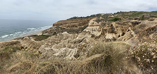 View looking north from Yucca Point toward badlands in the Big Basin carved into the poorly consolidated sediment of the Bay Point Formation