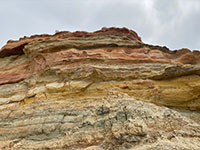 Brightly-colored beds in the transition zone between the Delmar Formation and the Torrey Sandstone