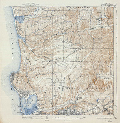 The U.S. Geological Survey La Jolla 15 minute topographic map completed in 1903.