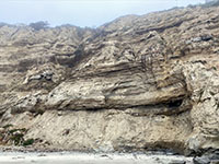 Massive beds of conglomerate and sandstone of the Scripps Formation just north of Dike Rock.
