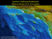 Bathymetry and islands map of the region offshore of Southern California.