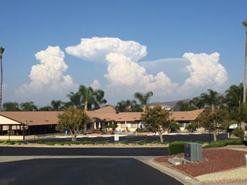 Altocumulus cloud developing an anvil-shaped top east of  San Marcos, CA