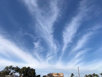 Cirrus fibratus - moving arriving in front of an advancing warm front.