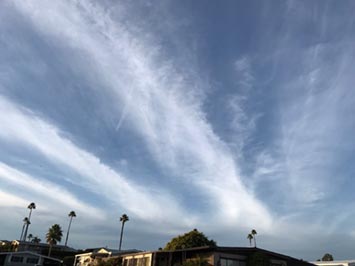 Cirrus fibratus moving in advance of a warm front coming off the Pacific Ocean