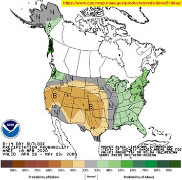 8-10 Day Outlook for Precipitation Probability map