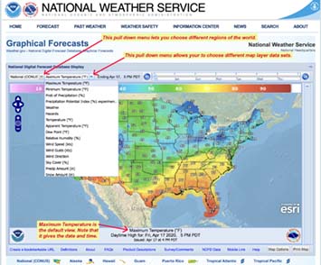 Feautres associated with the Graphical Forecasts web page.