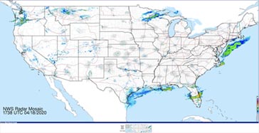 View of the NWS Enhaced Radar Map.