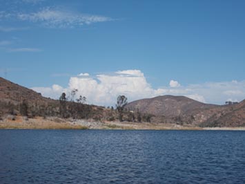 Mid-level stratus and distant cumulonimbus as seen from Lake Hodges, CA