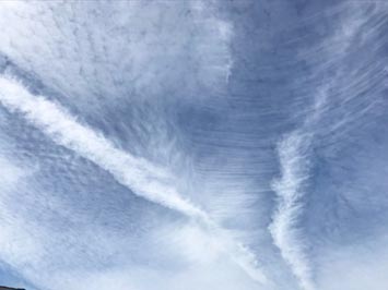 Contrails morphing into cirrus clouds