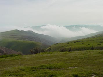 Ground fog and stratus clouds over the Tume Hills, California