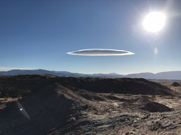 Solitary lenticular cloud over Anza Borrego Desert, CA